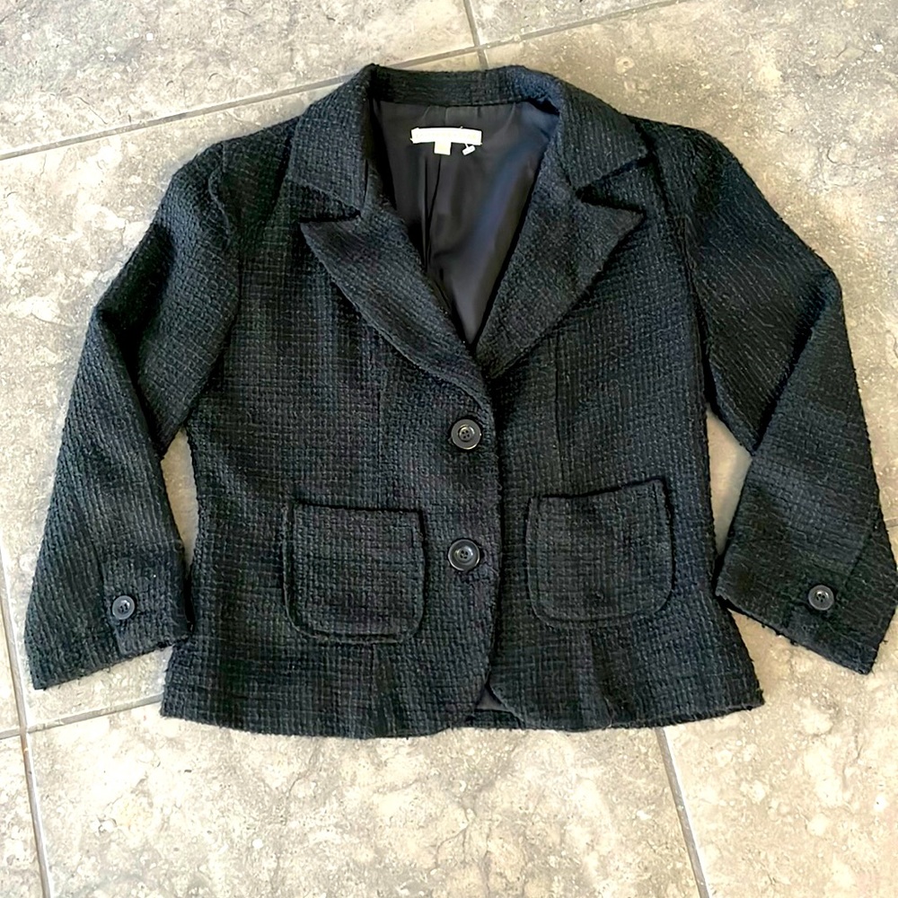🖤 Black Comfortable Tweed Light Blazer. Size L. Essential wardrobe piece ✨